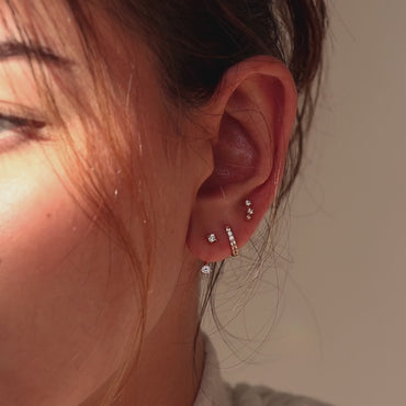 Close-up of 18K Gold Diamond Earrings showcasing radiant CZ diamonds – Elegant occasion wear by Luxez Jewels