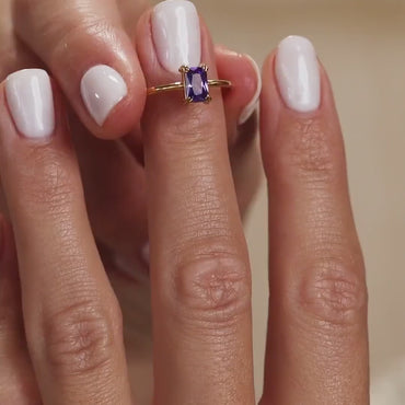Emerald Cut Birthstone Ring Video