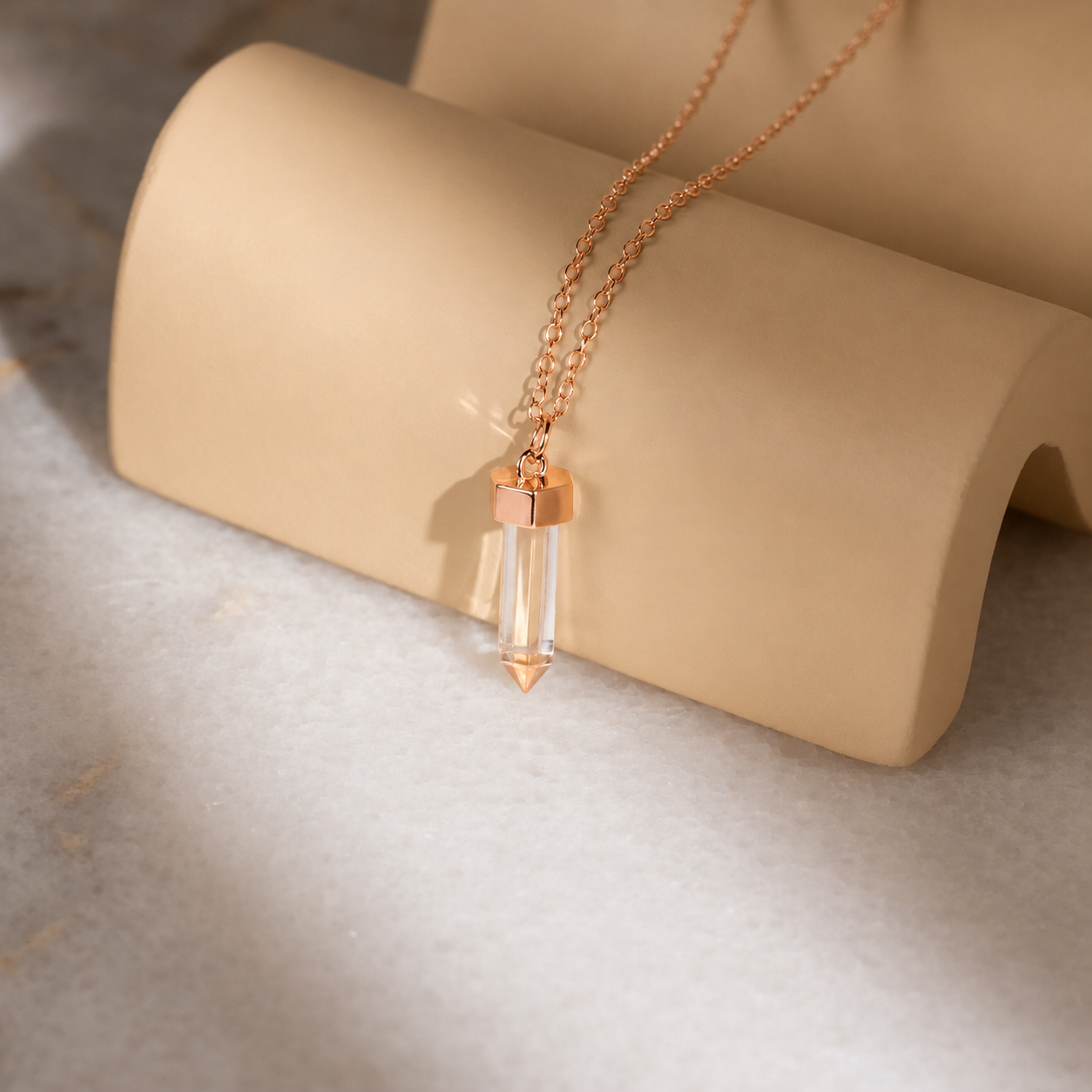 Clear Quartz Hexagonal Pendant Necklace