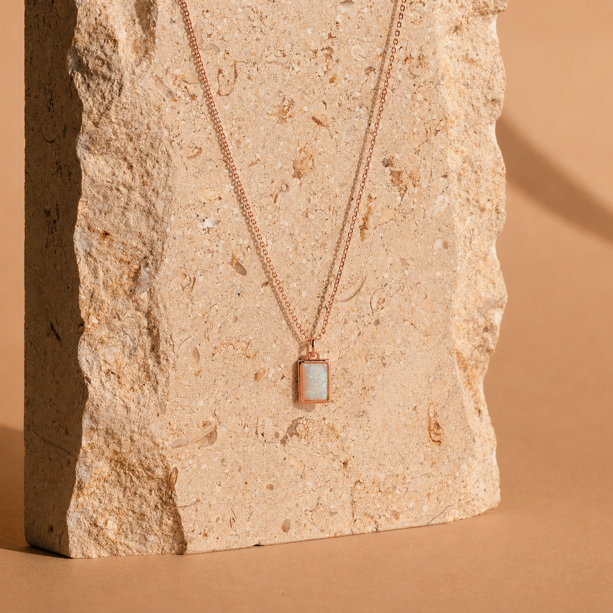 White Opal Rectangle Necklace