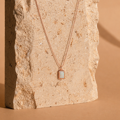 White Opal Rectangle Necklace