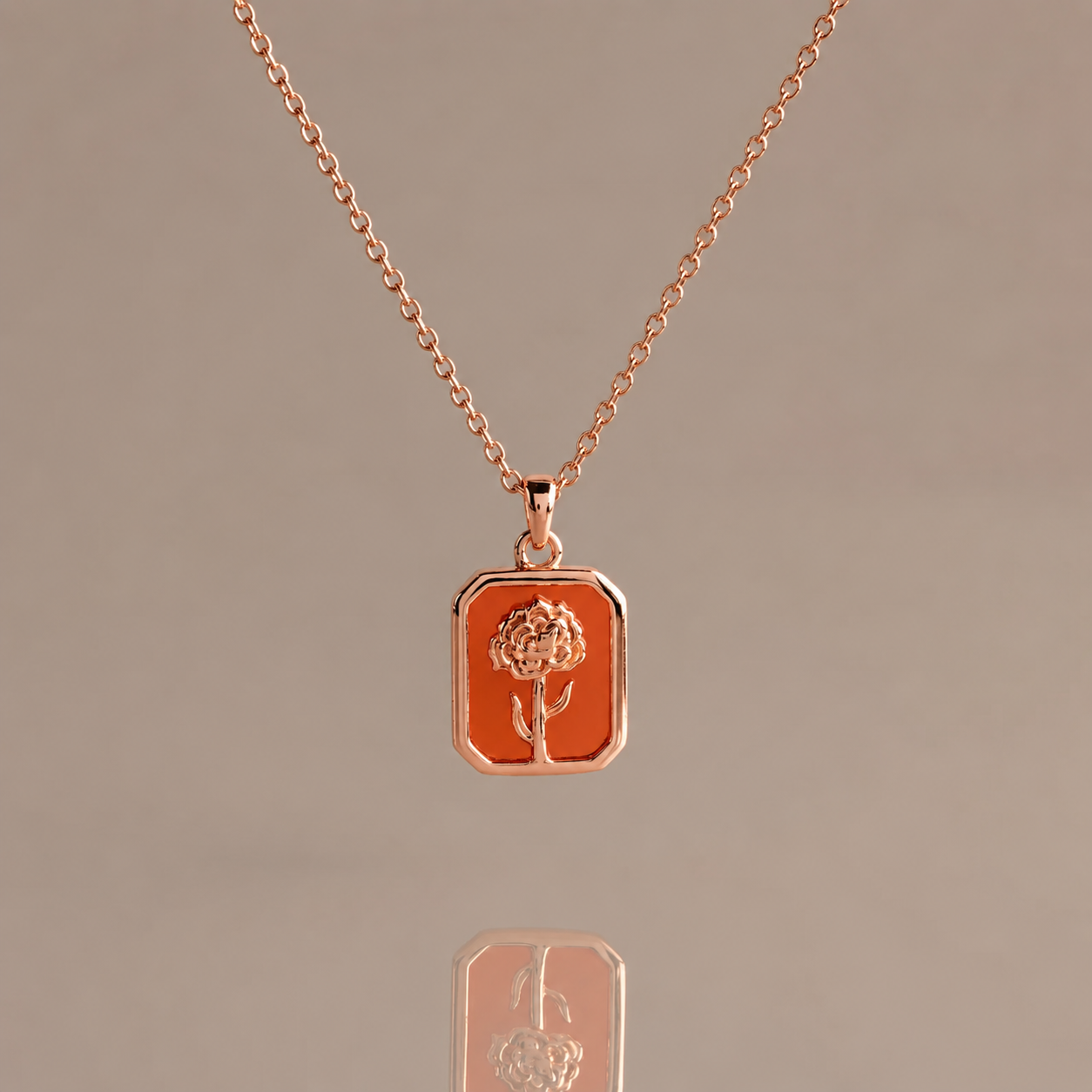 Garnet Floral Birthstone Necklace