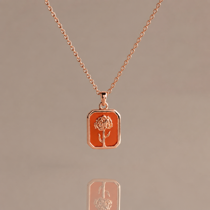 Garnet Floral Birthstone Necklace
