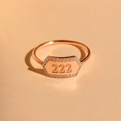 Engraved Hexagon Ring