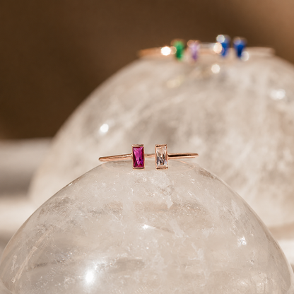 Custom Duo Vertical Baguette Birthstone Ring
