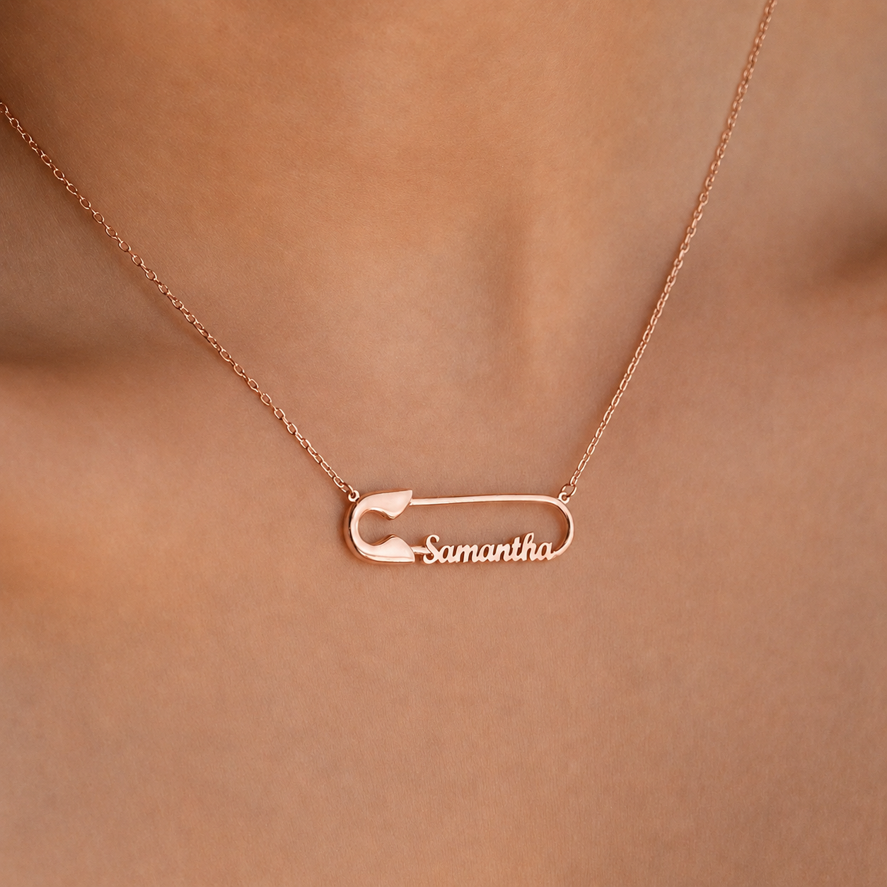 Safety Pin Name Necklace