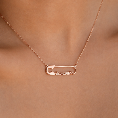 Safety Pin Name Necklace