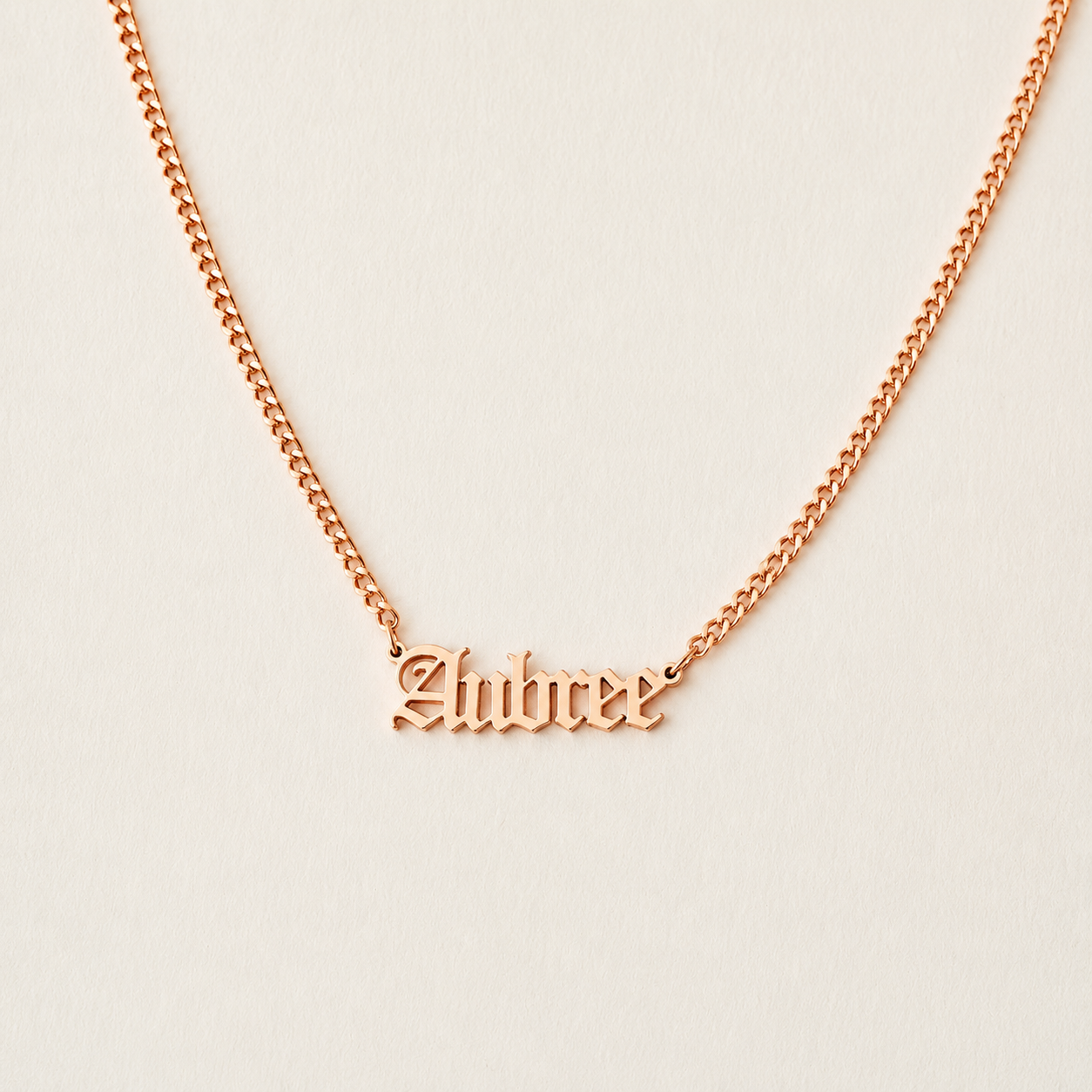 Old English Name Necklace in Curb Chain