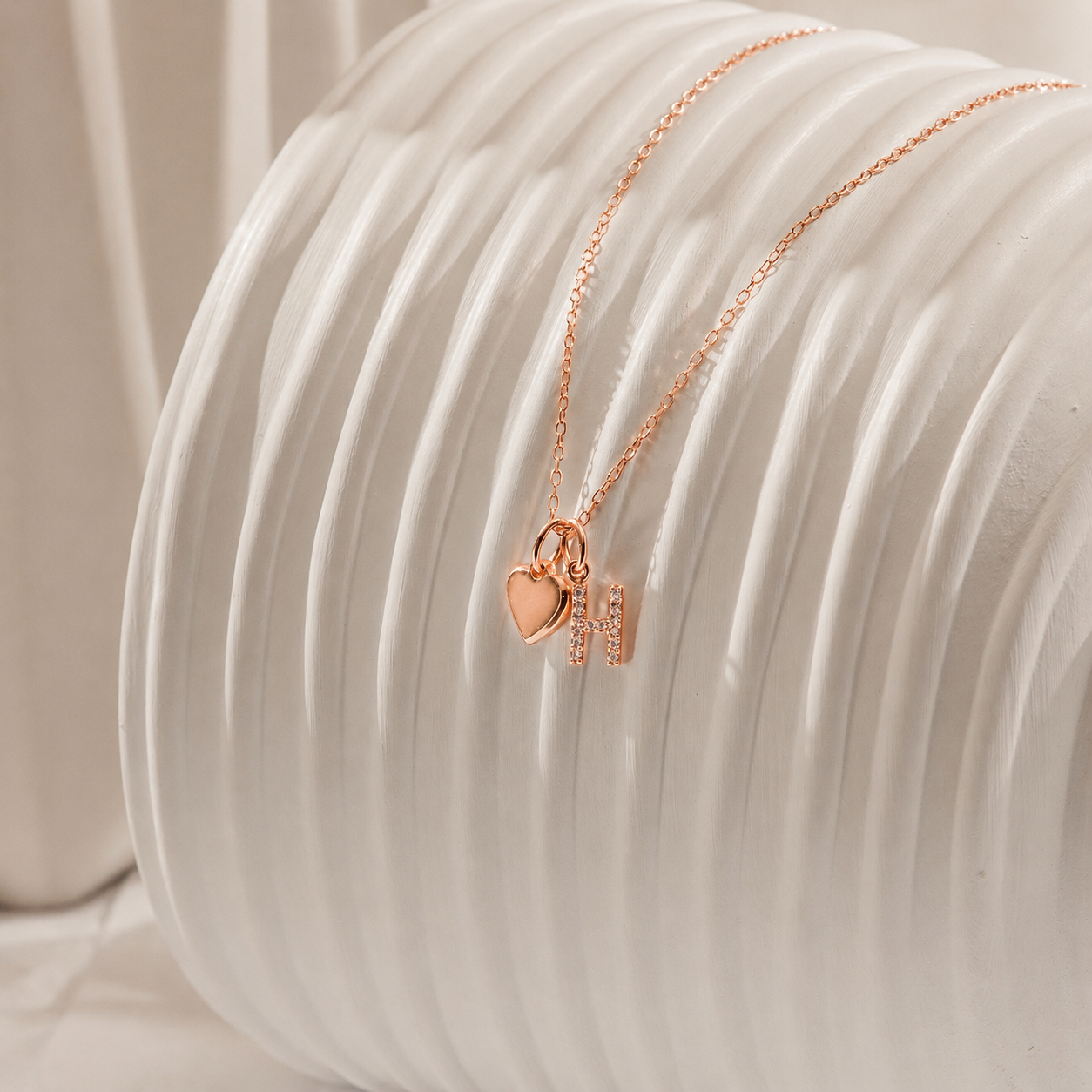 Pave Initial Heart Necklace