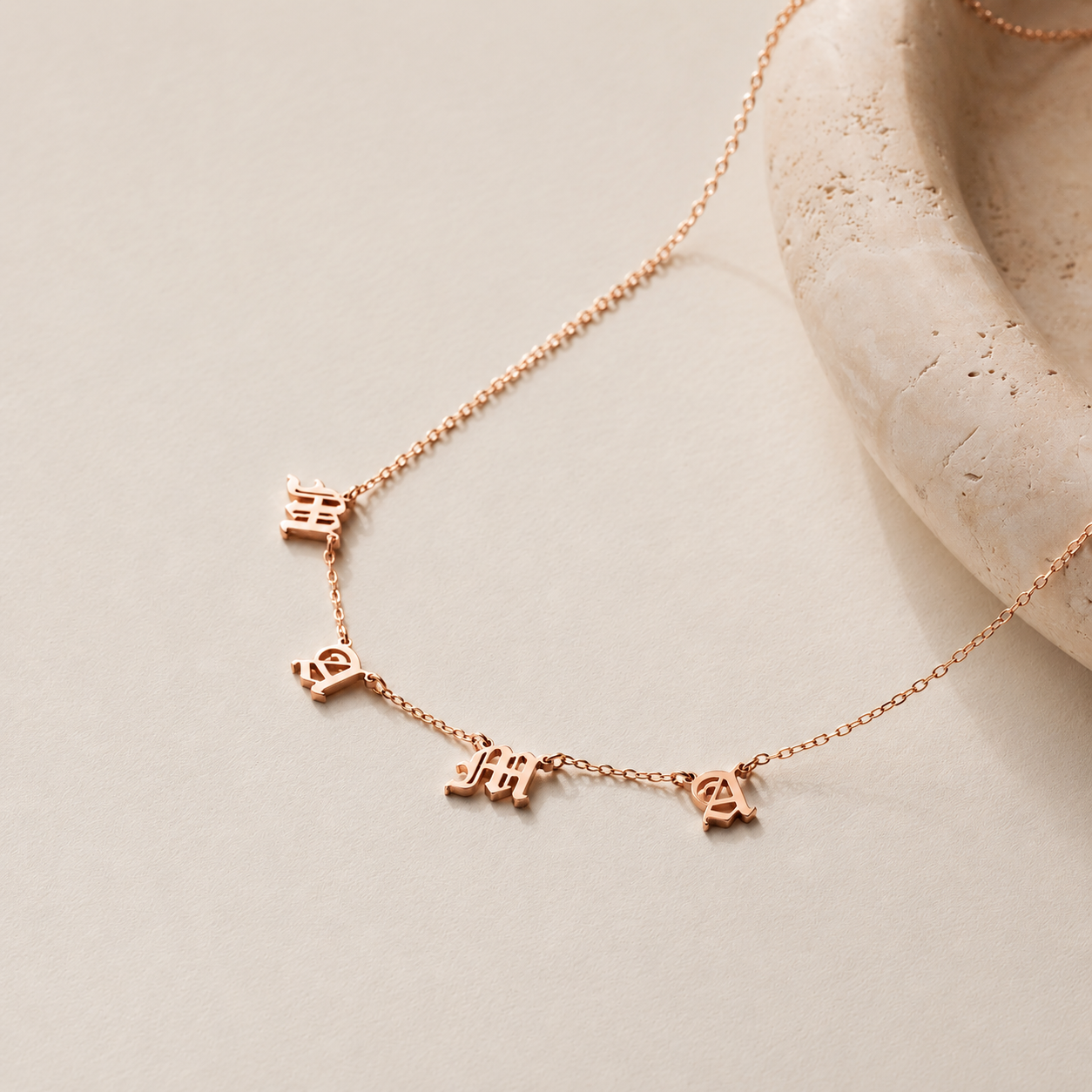 Old English Letter Name Necklace