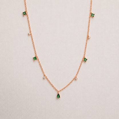 Emerald Diamond Station Necklace