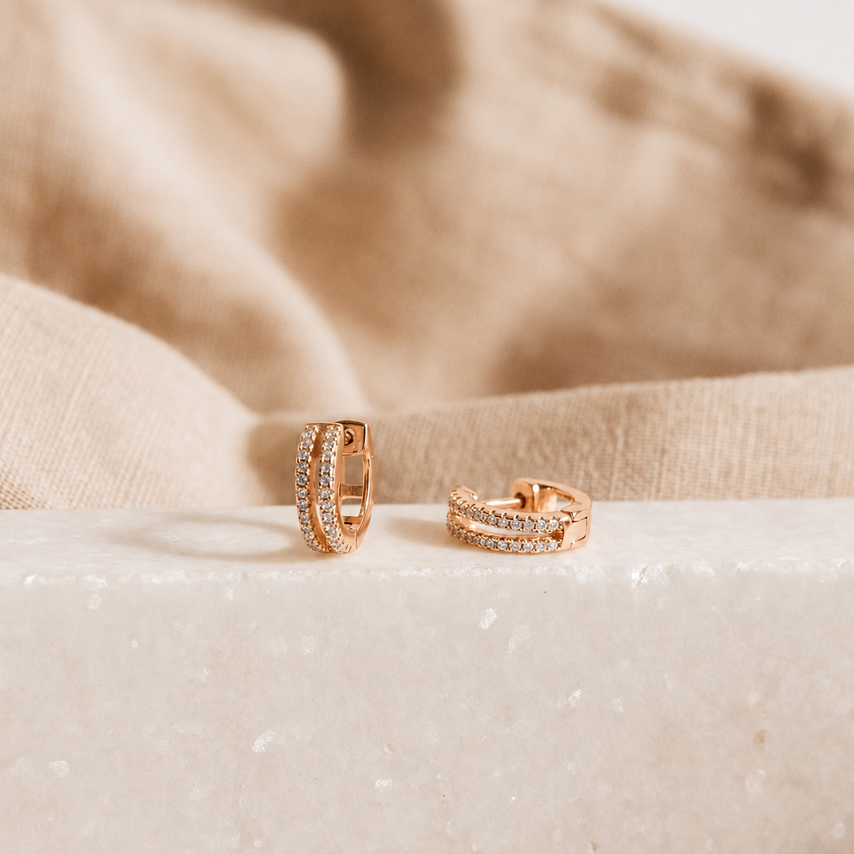 Eternal Sparkle: Ashley Duo Pavé Huggie Earrings
