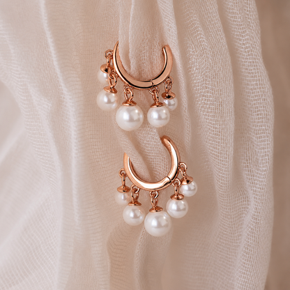 Pearl Chandelier Huggies