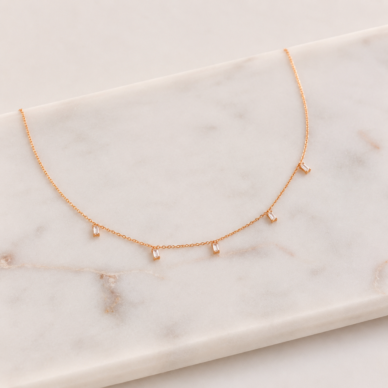 Baguette Station Necklace
