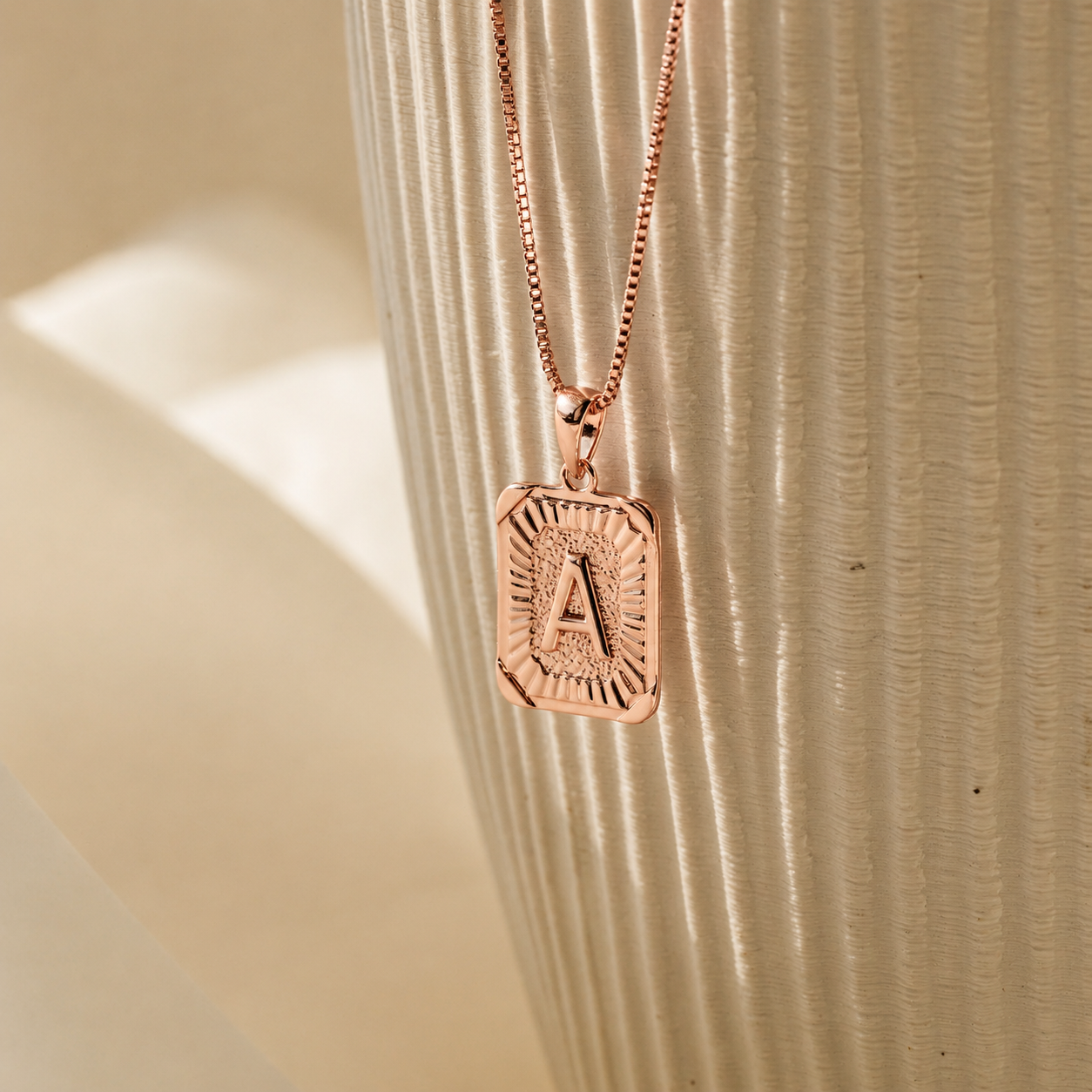 Personalized Initial Rectangle Pendant Necklace