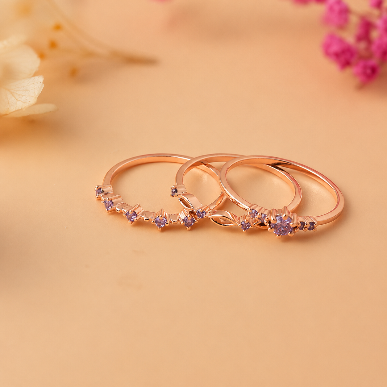Amethyst Stacking Ring Set