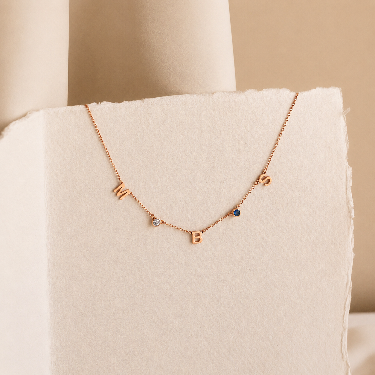 Personalized Birthstone Letter Necklace
