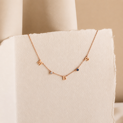 Personalized Birthstone Letter Necklace
