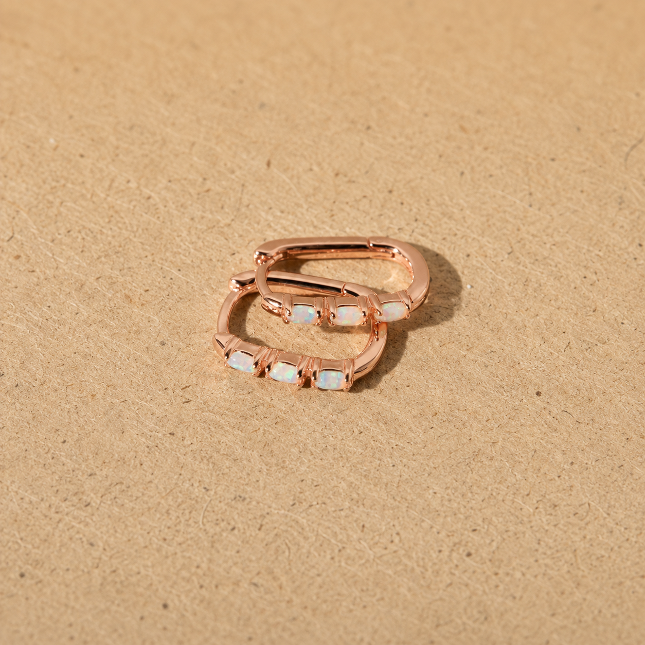Boho Opal Huggie Hoop Earrings