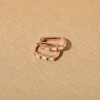 Boho Opal Huggie Hoop Earrings