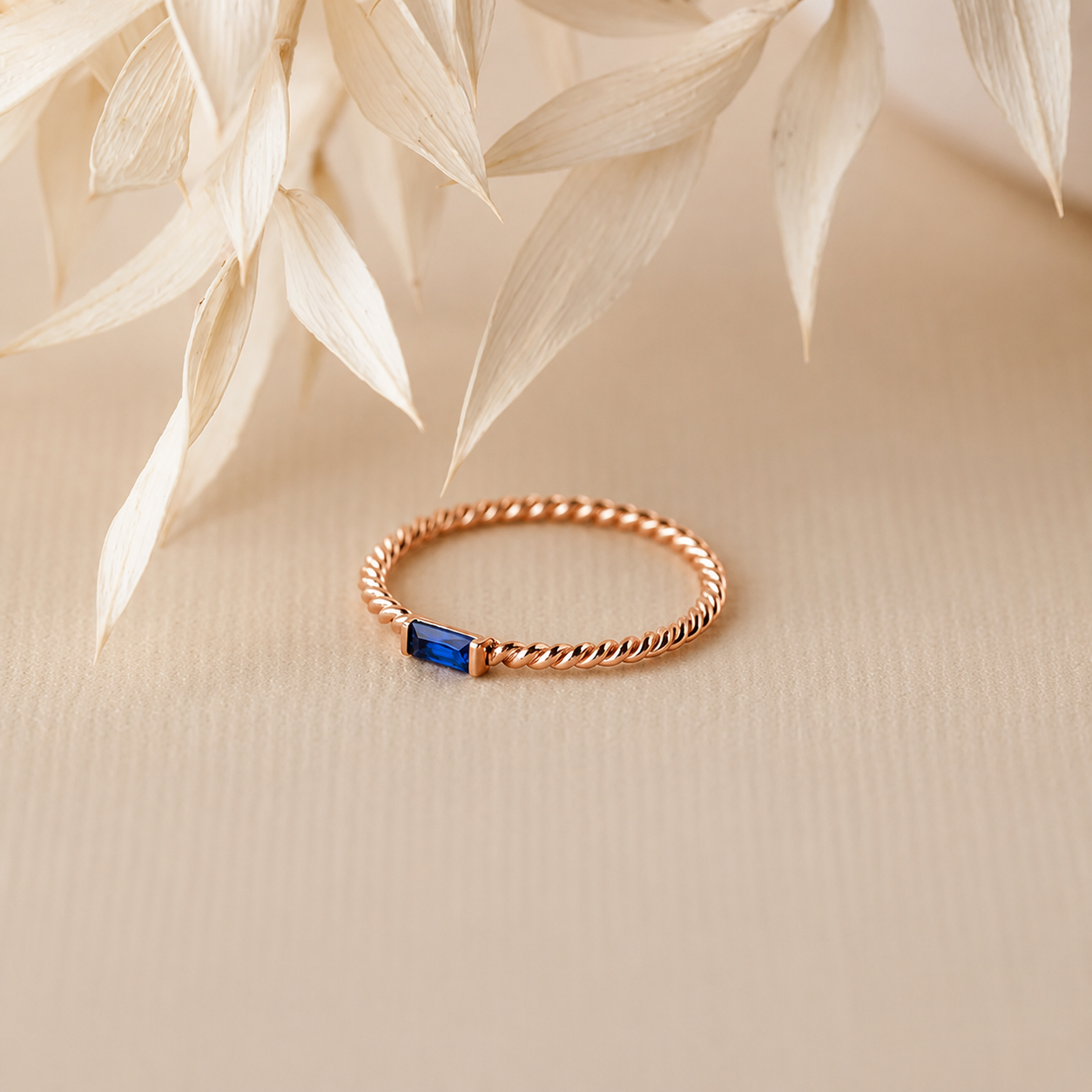 Twist Baguette Birthstone Ring