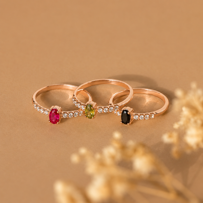 Eternal Elegance: The Pave Oval Birthstone Ring