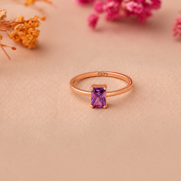 Emerald Cut Birthstone Ring