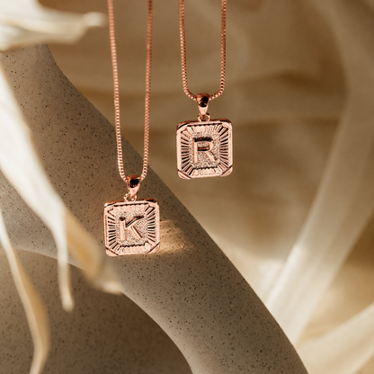 Personalized Initial Rectangle Pendant Necklace
