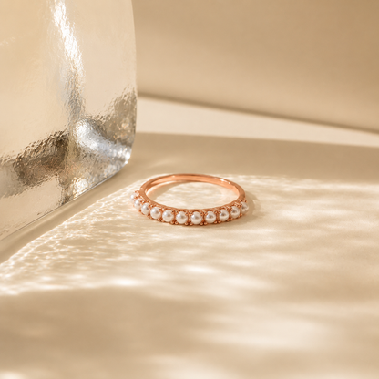 Crescent Pearl Stacking Ring