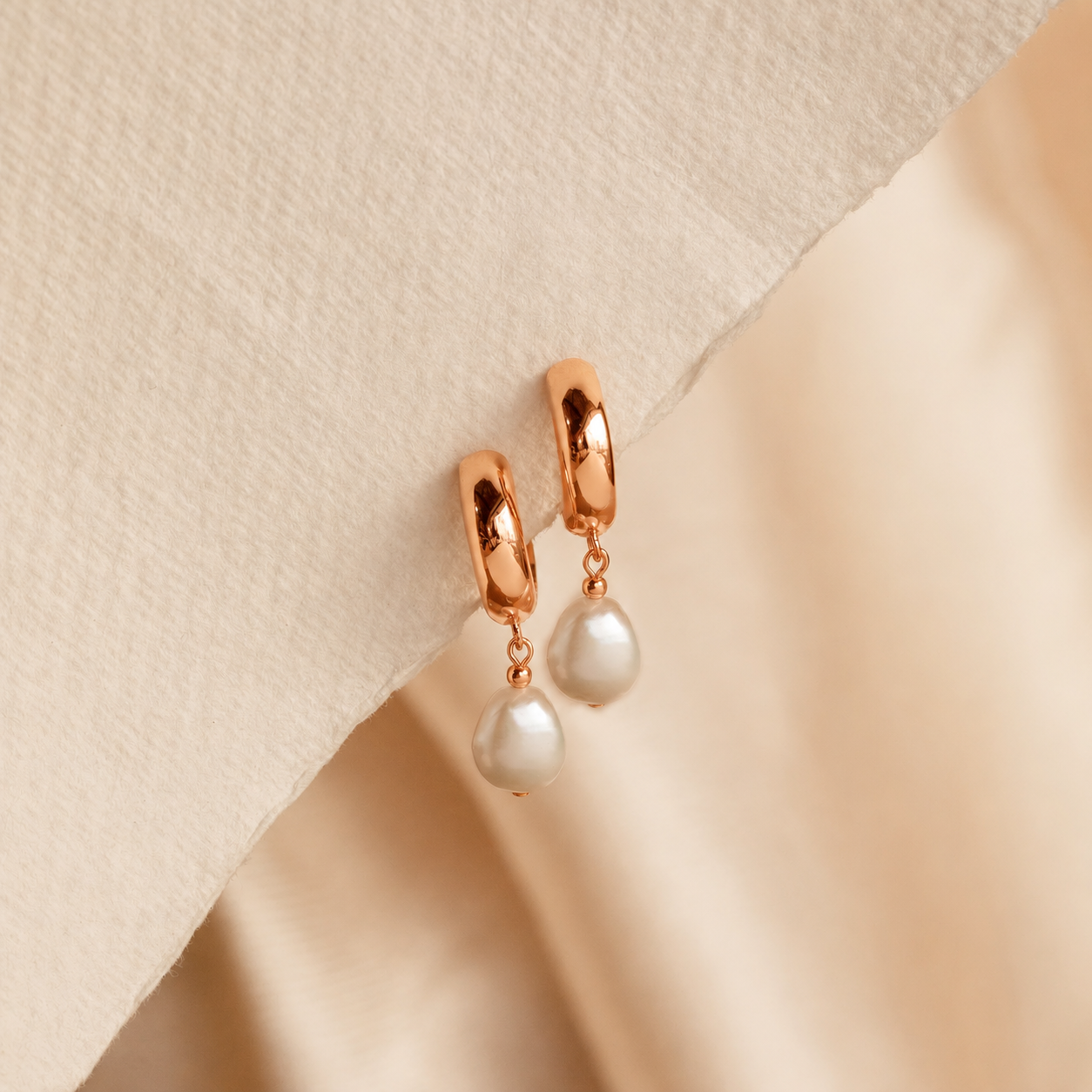 Pearl Drop Hoops