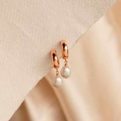 Pearl Drop Hoops