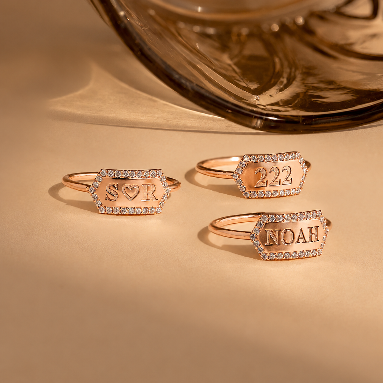 Engraved Hexagon Ring