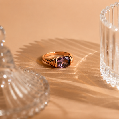 Vintage Glamour: Dark Amethyst Signet Ring