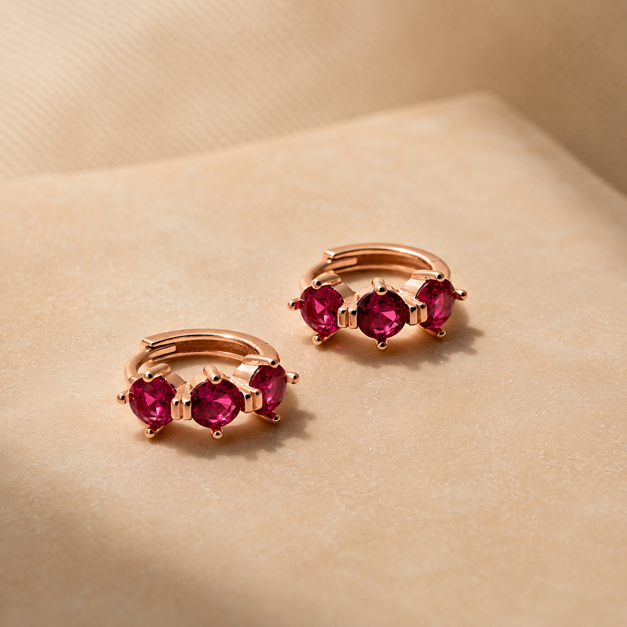Triple Birthstone Huggies