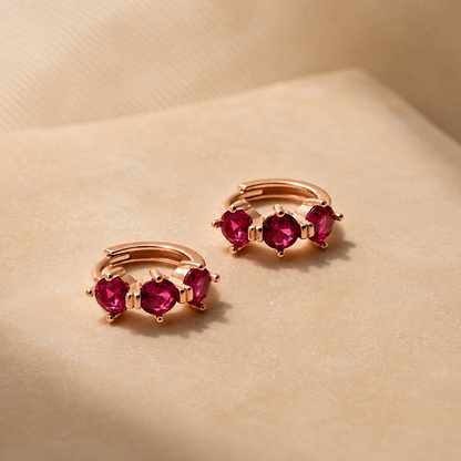 Triple Birthstone Huggies