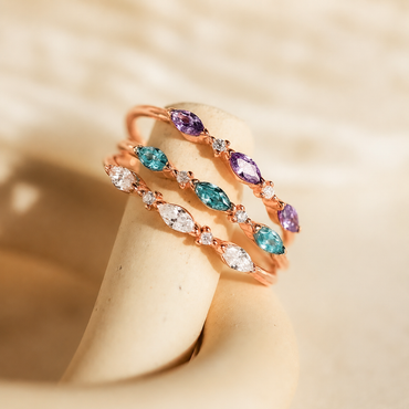 Triple Marquise Birthstone Ring