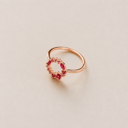 Empress Ruby Gemstone Cluster Circle Ring: Radiant Feminine Power