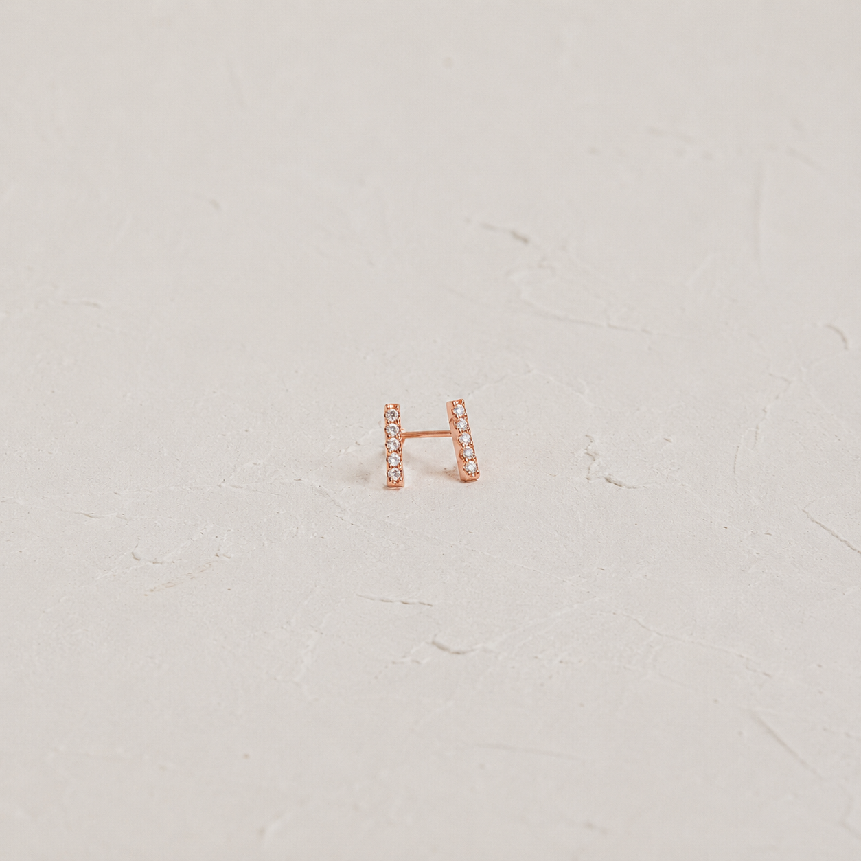 Pave Bar Stud with rose gold