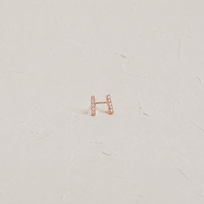 Pave Bar Stud with rose gold