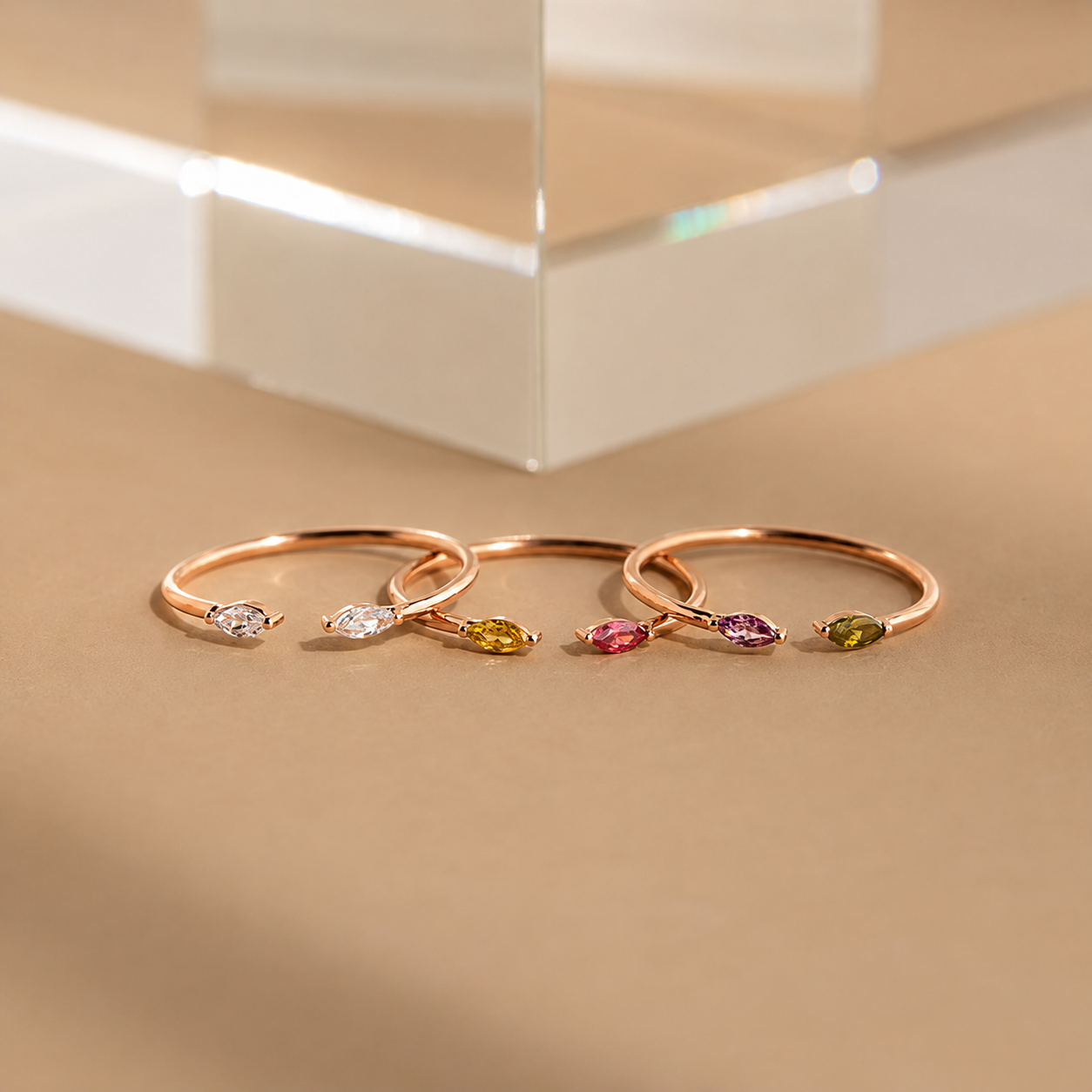 Duo Marquise Birthstone Ring