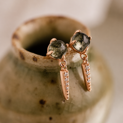 Agate Diamond Drop Earrings