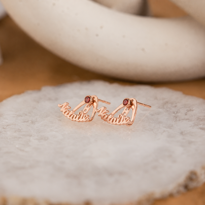 Personalized Birthstone Name Wrap-around Earrings