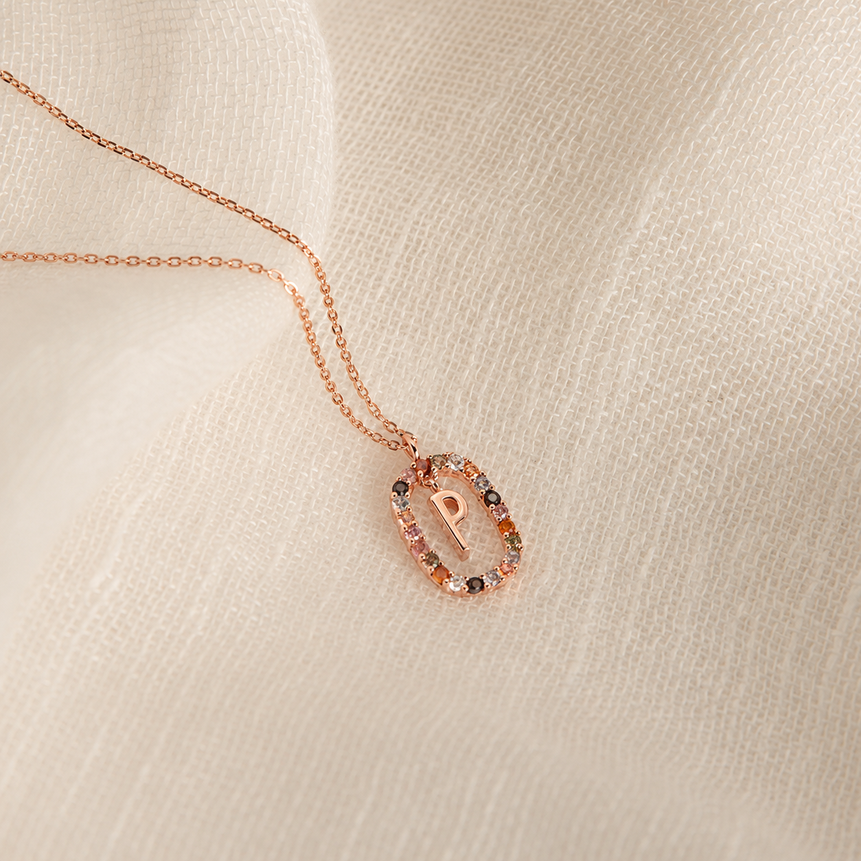 Rainbow Initial Necklace