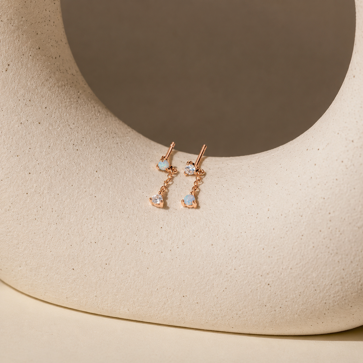 Custom Opal Drop Stud Earrings With Flatback