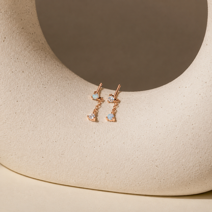 Custom Opal Drop Stud Earrings With Flatback