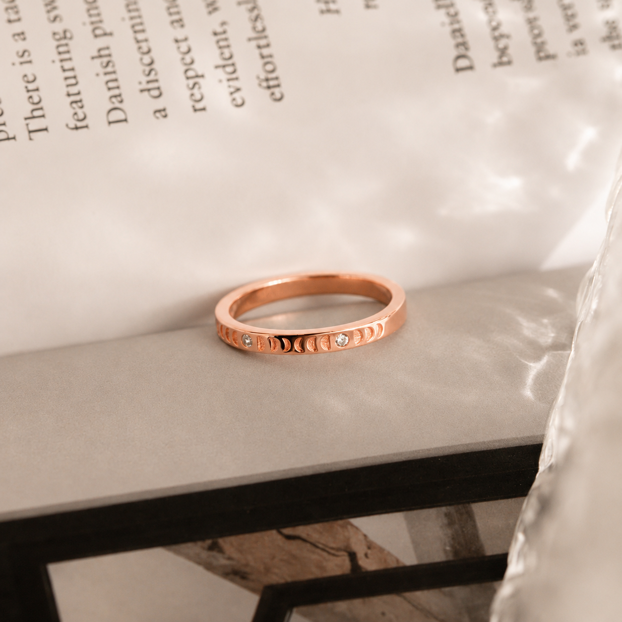 Phases of the Moon CZ Diamond Ring