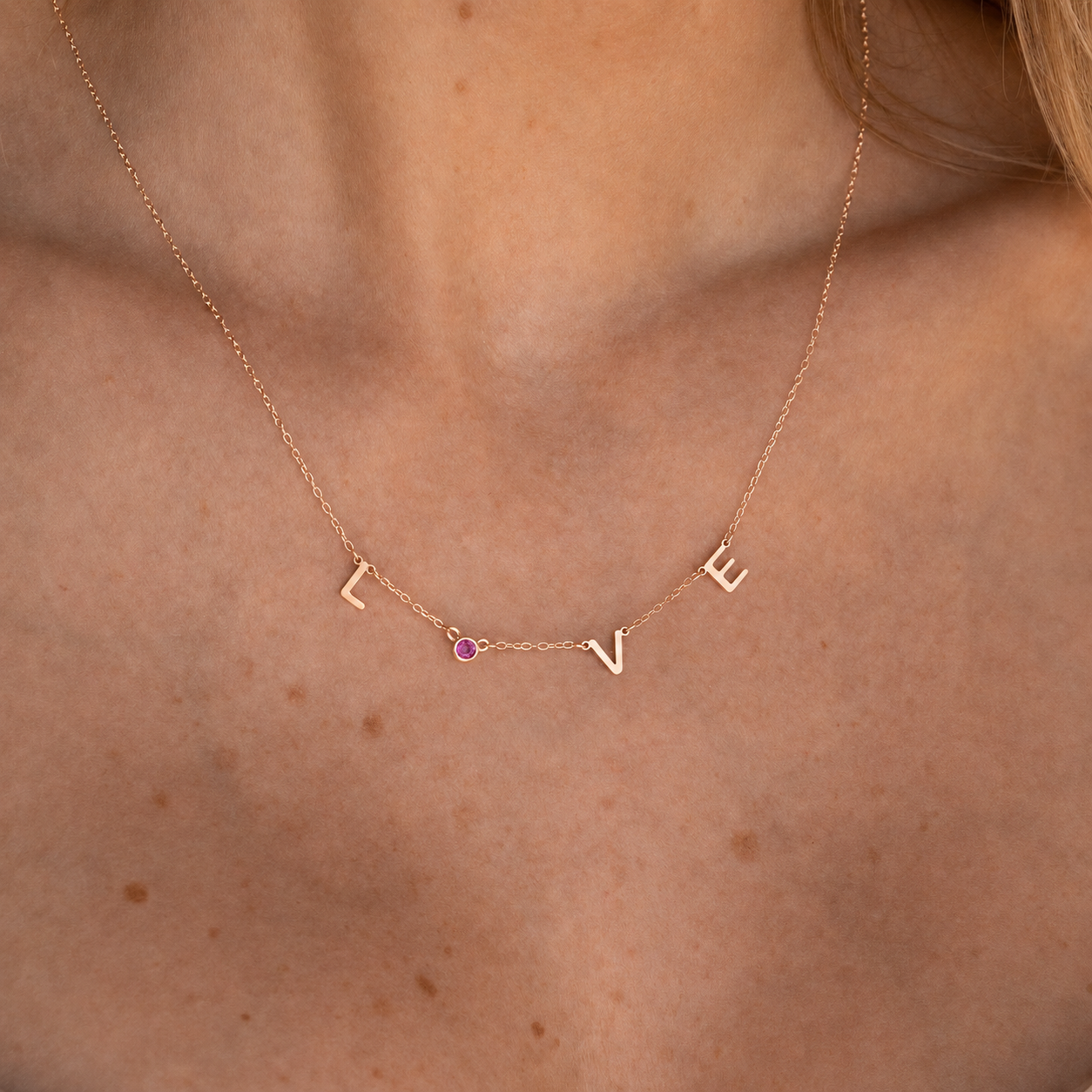 Personalized Birthstone Letter Necklace