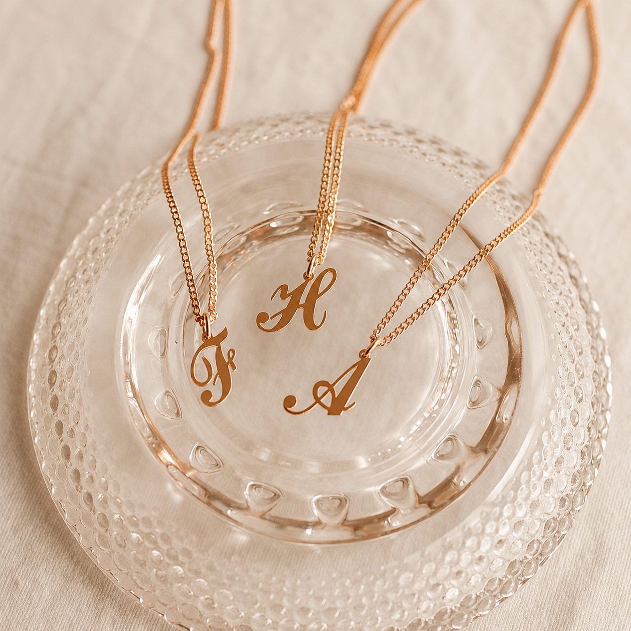 Old English Initial Necklace with Curb Chain