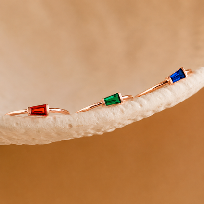 Irregular Baguette Birthstone Ring