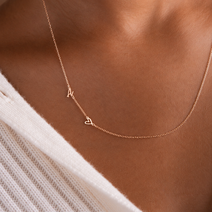 Sideways Initial Heart Necklace